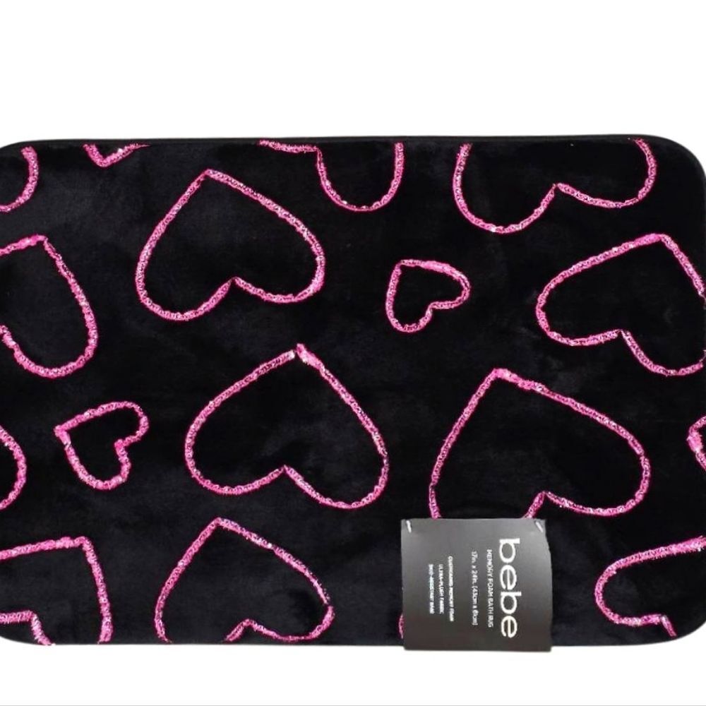 Bebe Glitter Heart Memory Foam Bath Rug